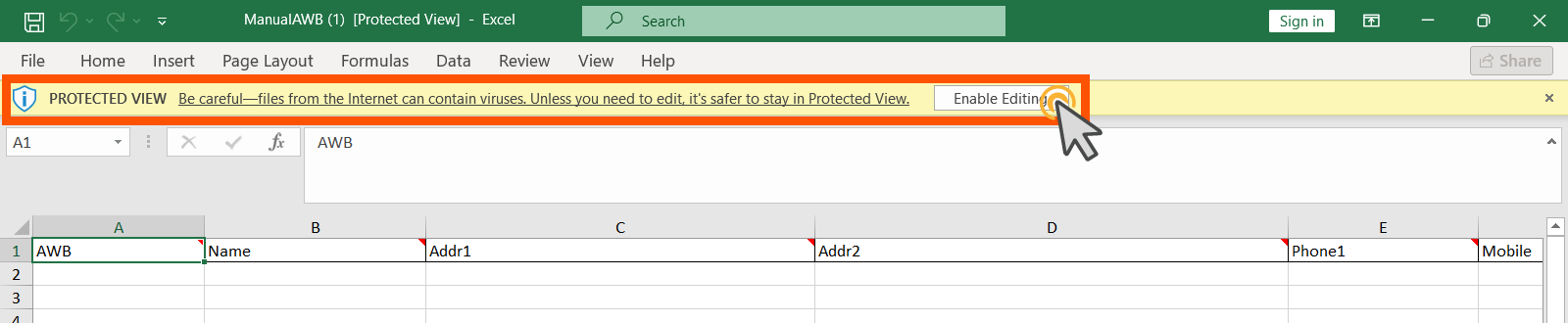 Excel Protected View