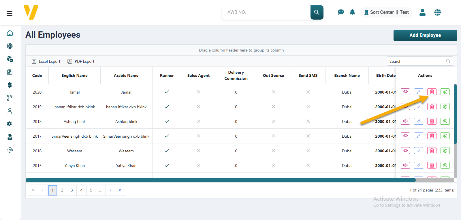 Delete Employee Information