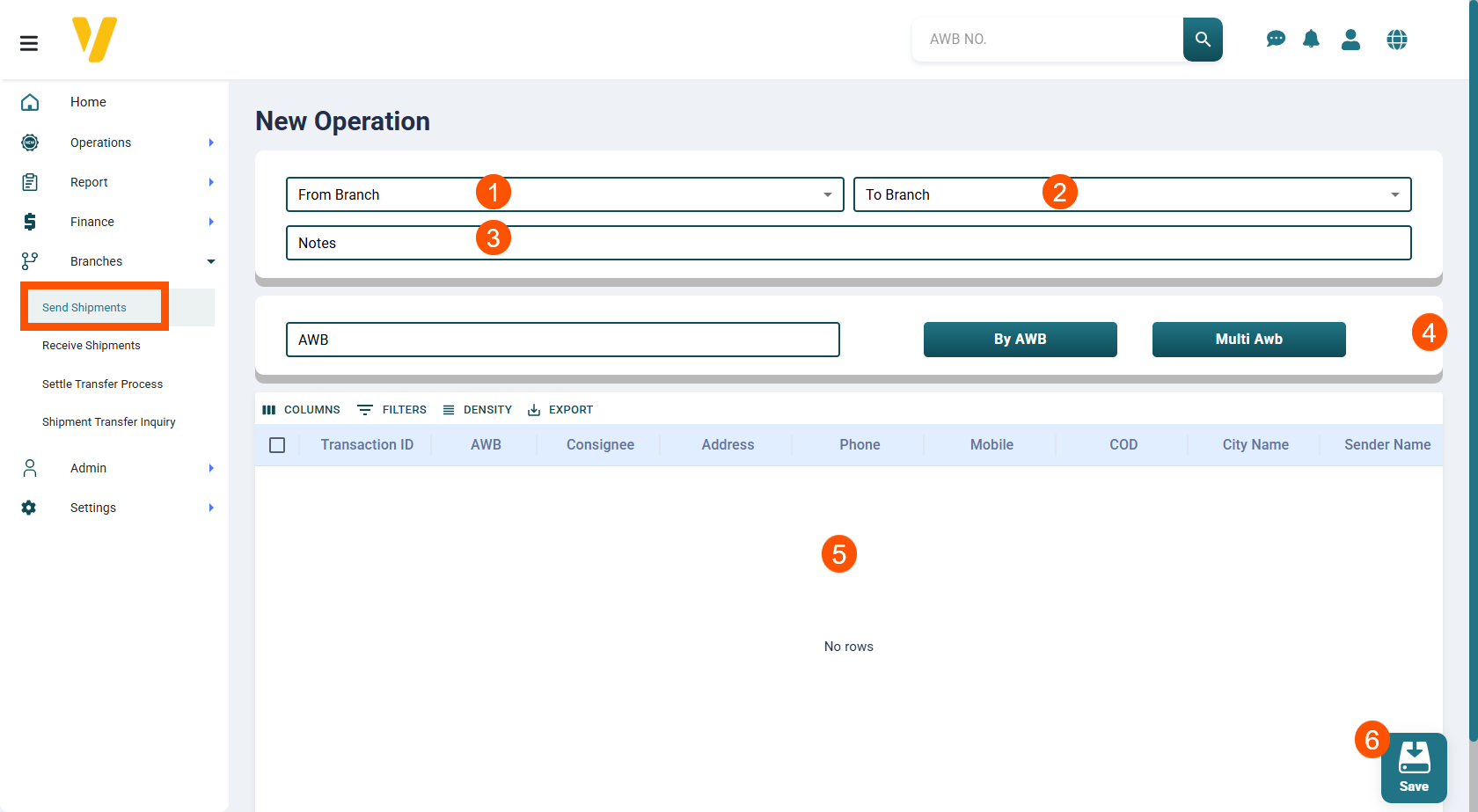 How to Send New Shipment to Branch