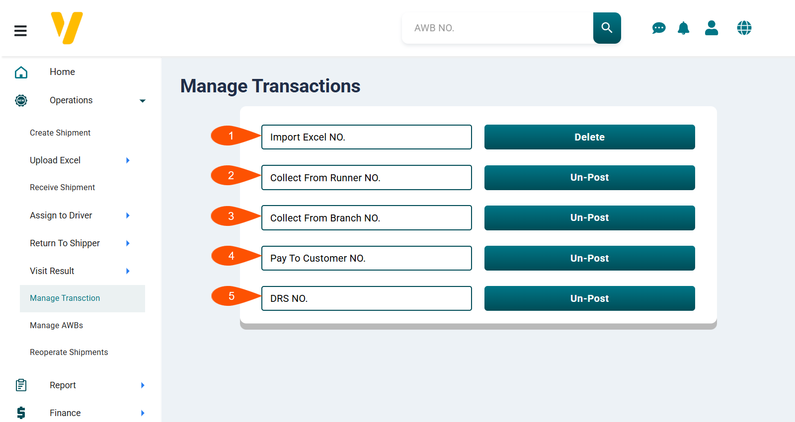 Manage Transactions