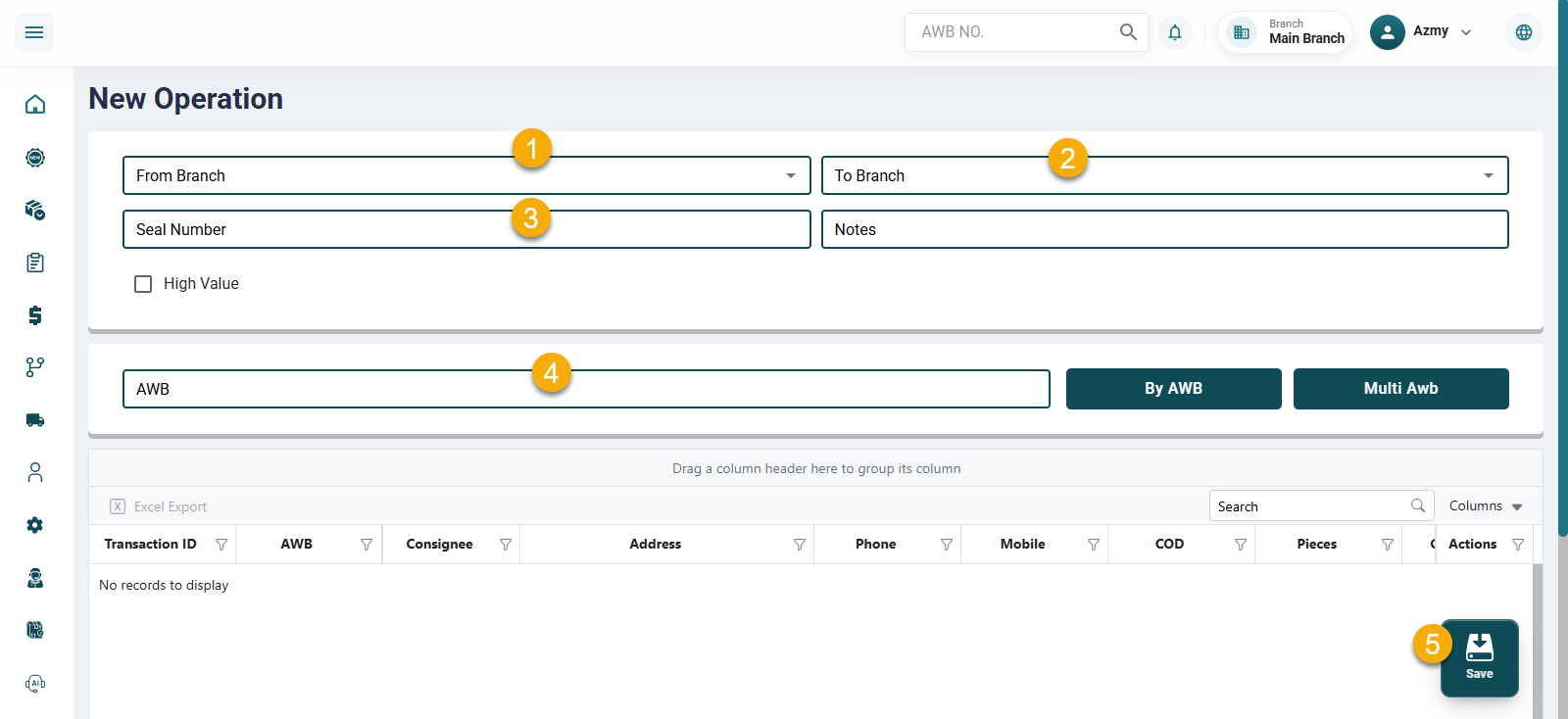 How to Send New Shipment to Branch