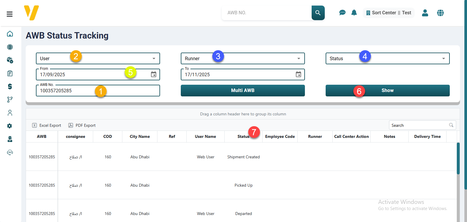 AWB Status Tracking Options